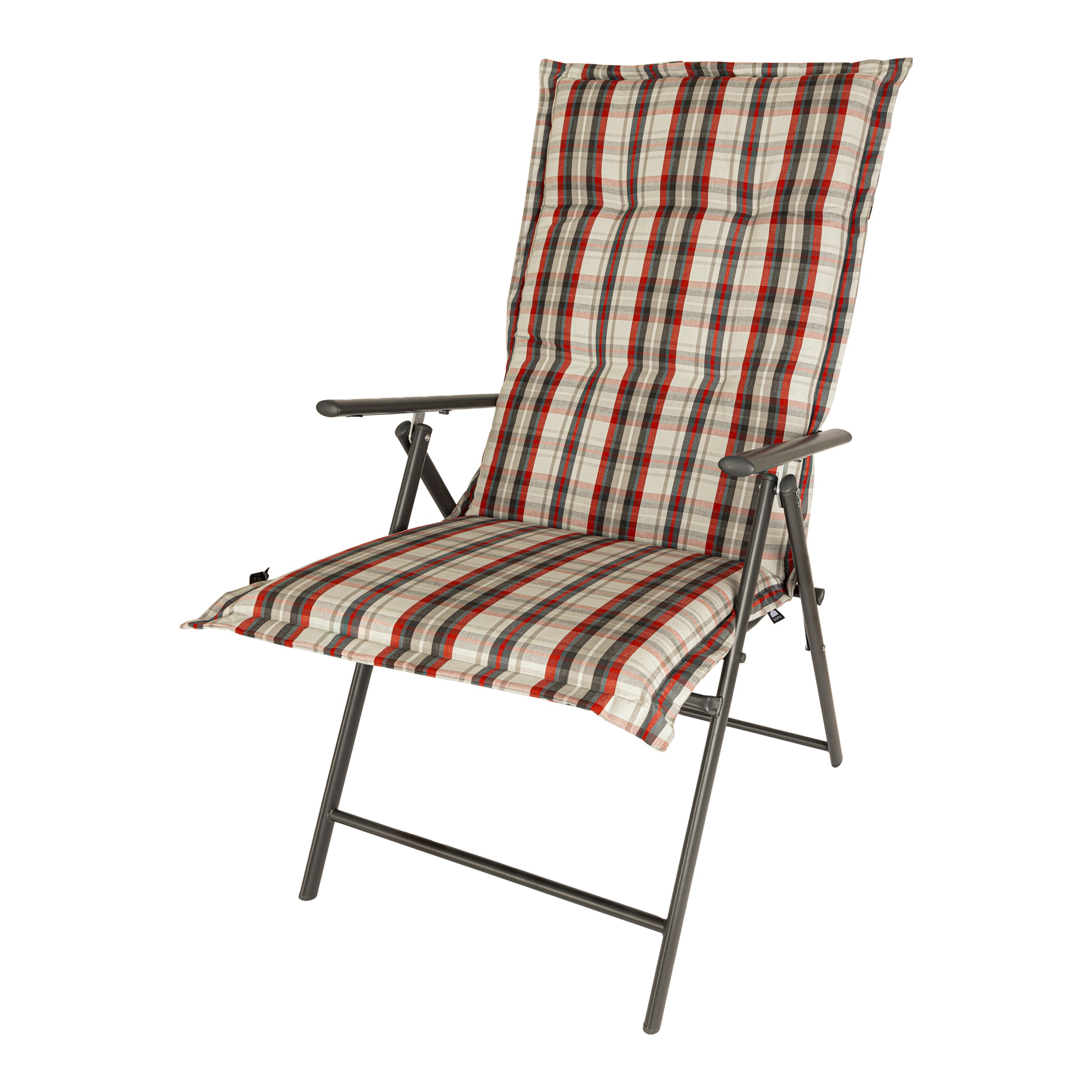 Kopu® Bradford - Comfortabel Tuinkussen met Hoge Rug - Rood/Grijs
