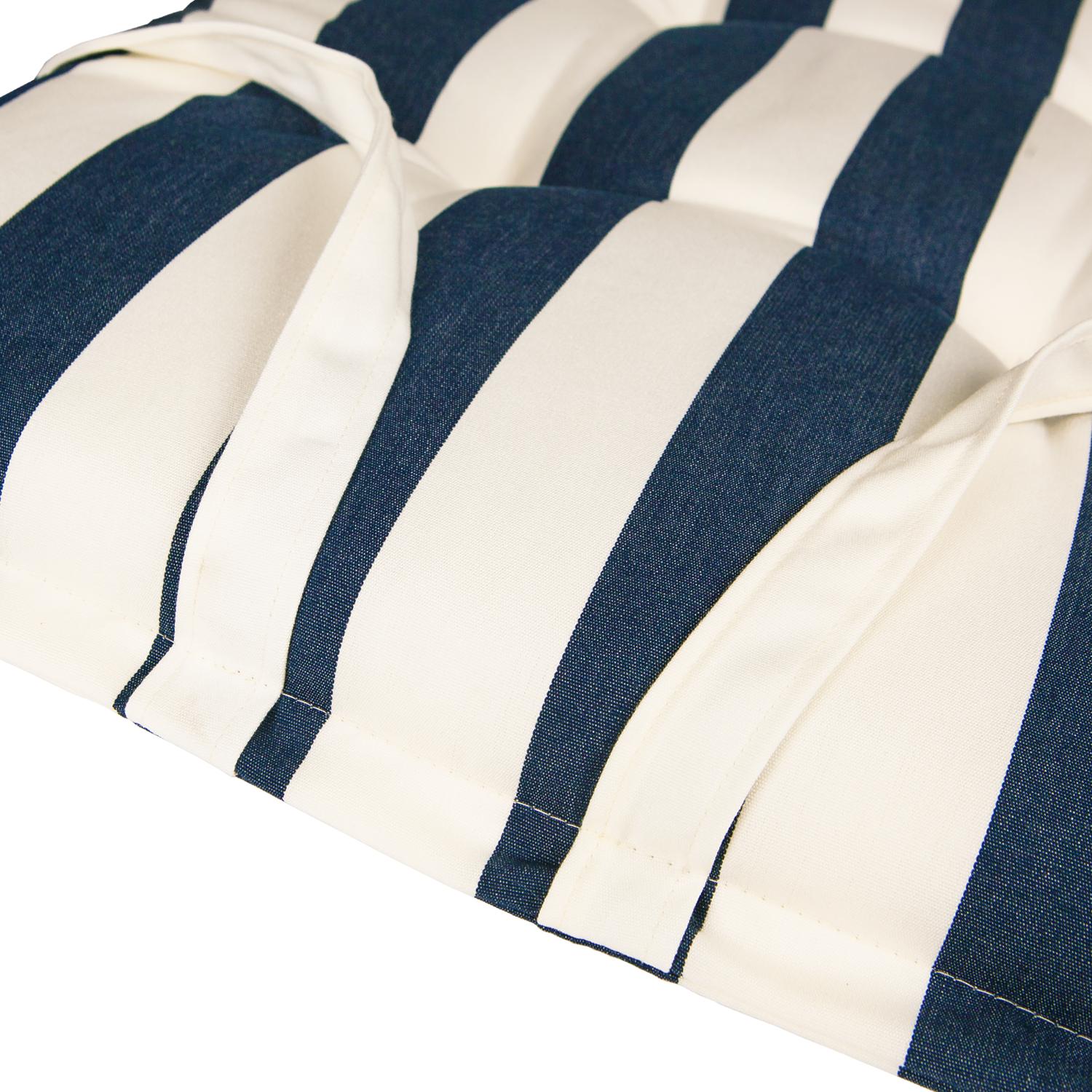 Kopu® Mila Navy - Comfortabel Tuinkussen met Hoge Rug - Blauw/Wit